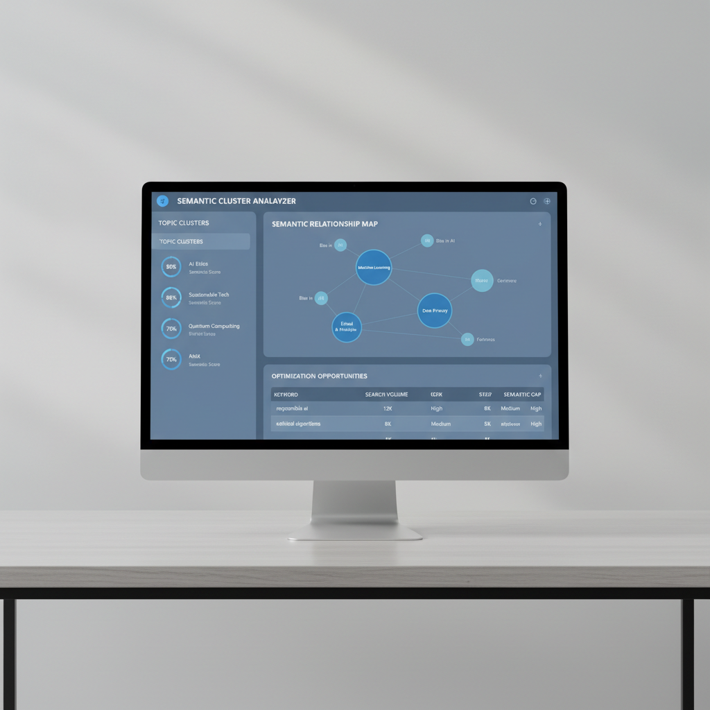 A software UI screen depicting the feature or workflow behind "semantic seo automation: How semantic SEO automation transforms search strategy" — a concrete das