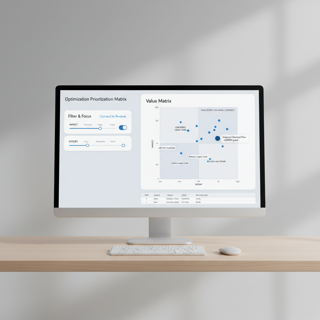 Prioritizing optimization items with a value matrix