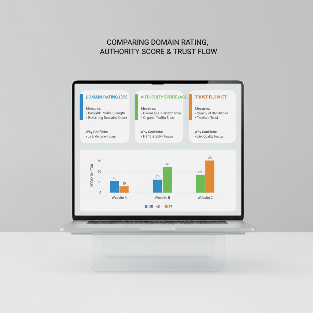 Comparing DR with Semrush Authority Score and majestic trust Flow