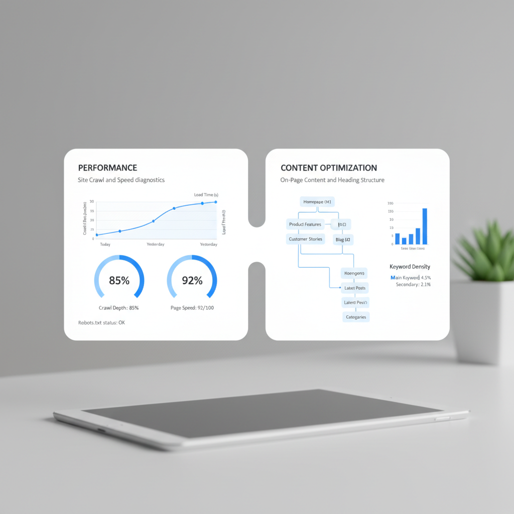 Comparing technical SEO diagnostics with on-page content structure